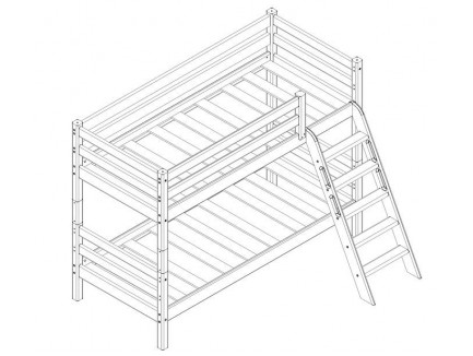 Кровать-чердак Соня низкая с наклонной лестницей. Вариант 12
